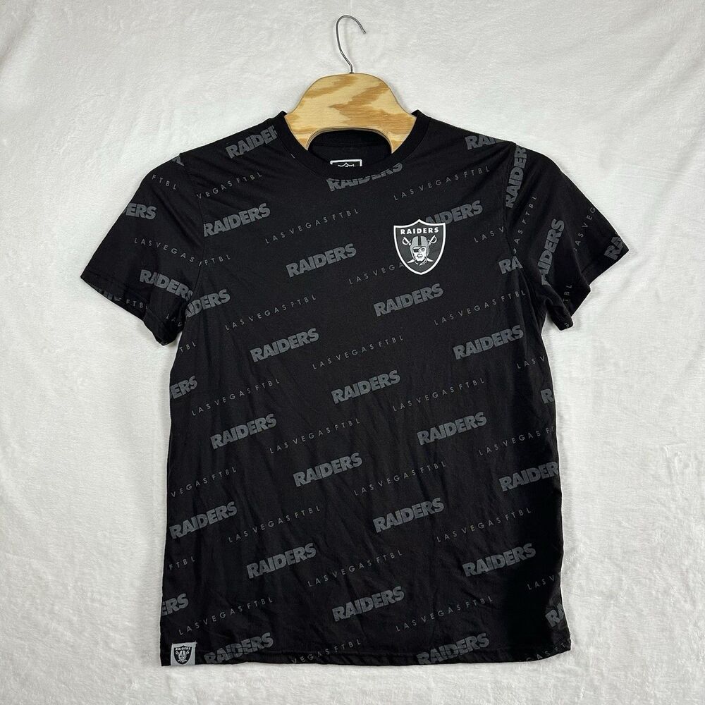 Las Vegas Raiders T Shirt XL Black All Over Print NFL Team Apparel Football Tee